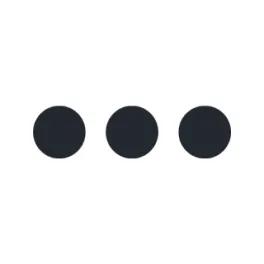 Three dark blue full stops on a white background